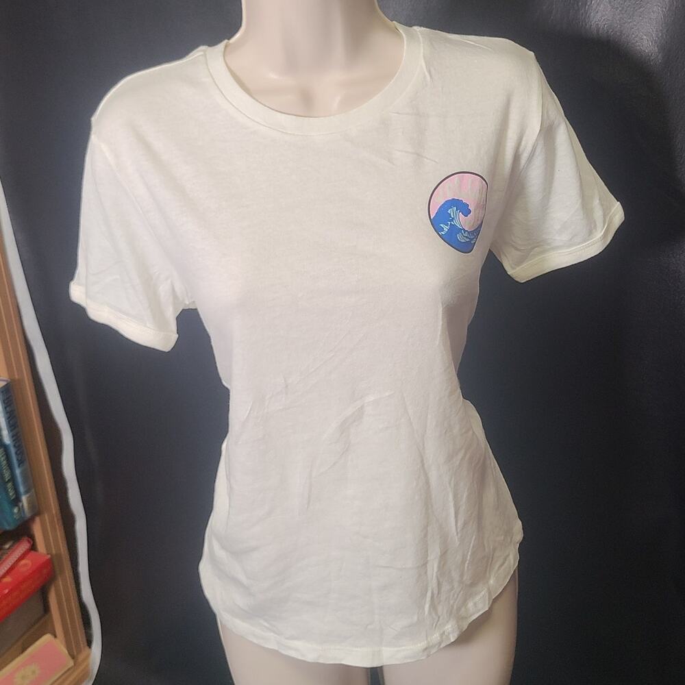 Volcom cream surf graphic logo T-shirt size small